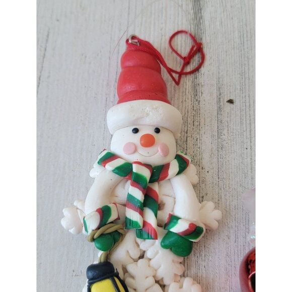 Snowman snowflake glitter Bell ornament Xmas set Lantern - Picture 5 of 8